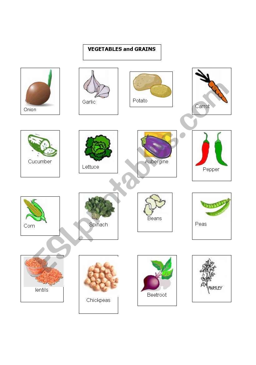 Vegetables to study with a lesson plan. 