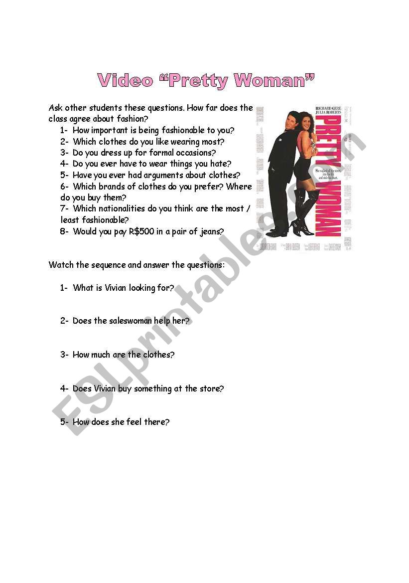 Video Activity - Pretty Woman worksheet