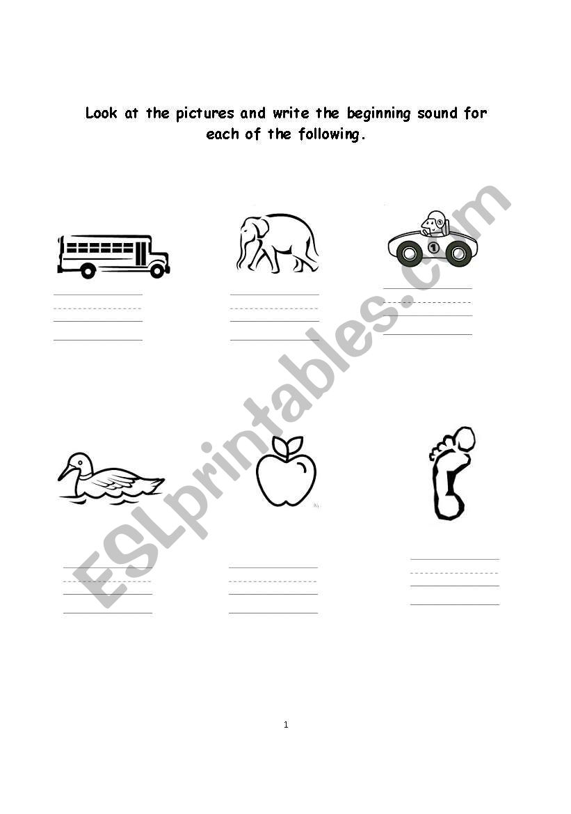 beginning sounds worksheet