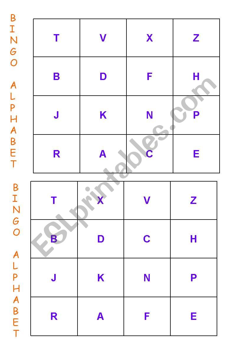 Alphabet Bingo worksheet