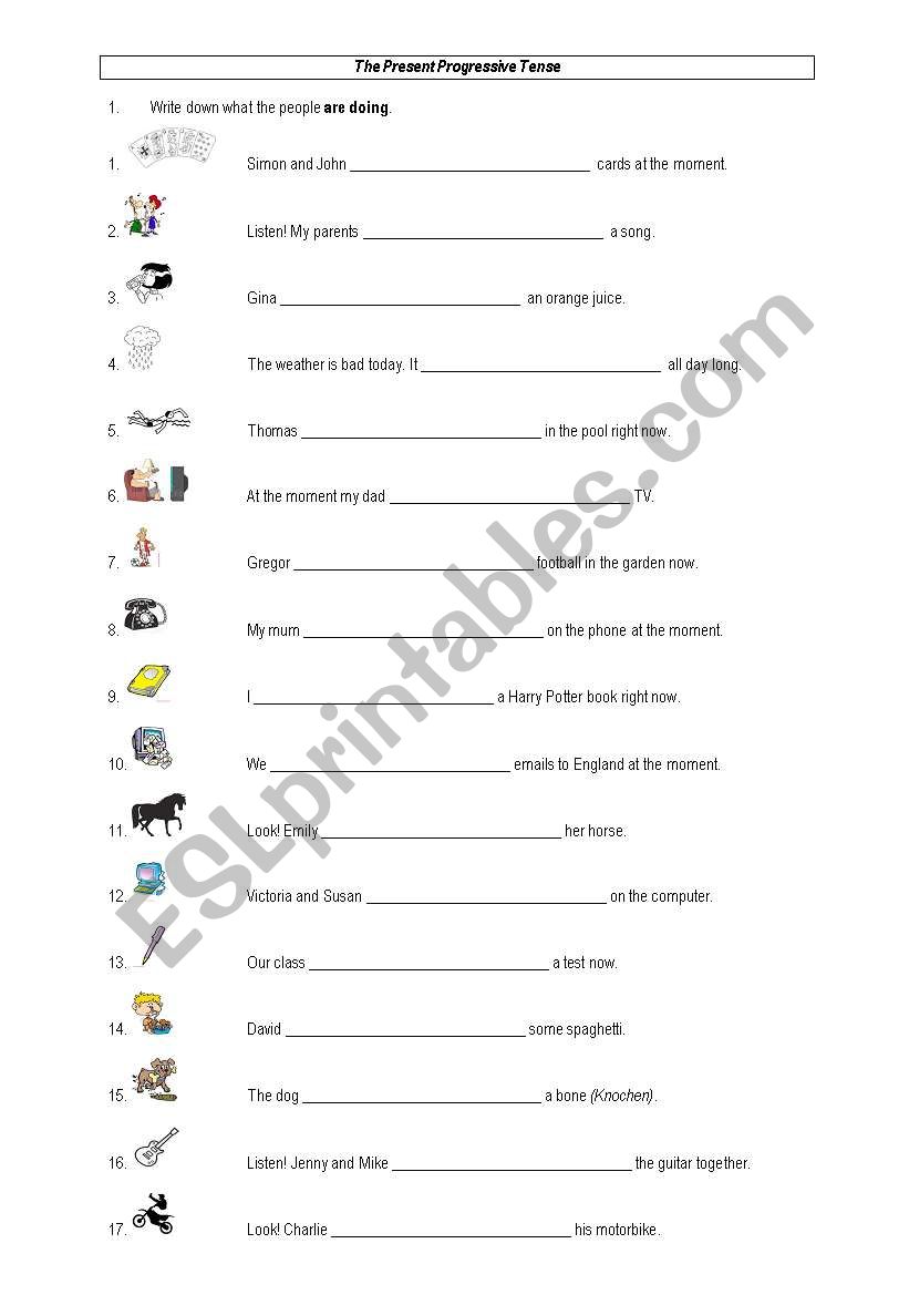 Present Progressive worksheet