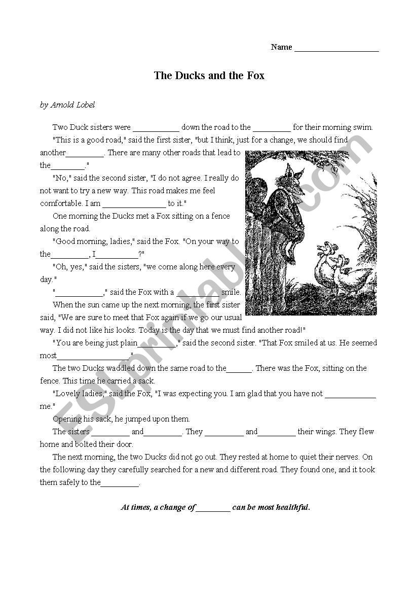 The Ducks and Fox dictation worksheet