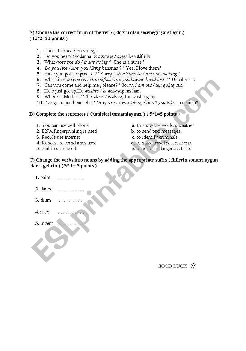 quiz worksheet