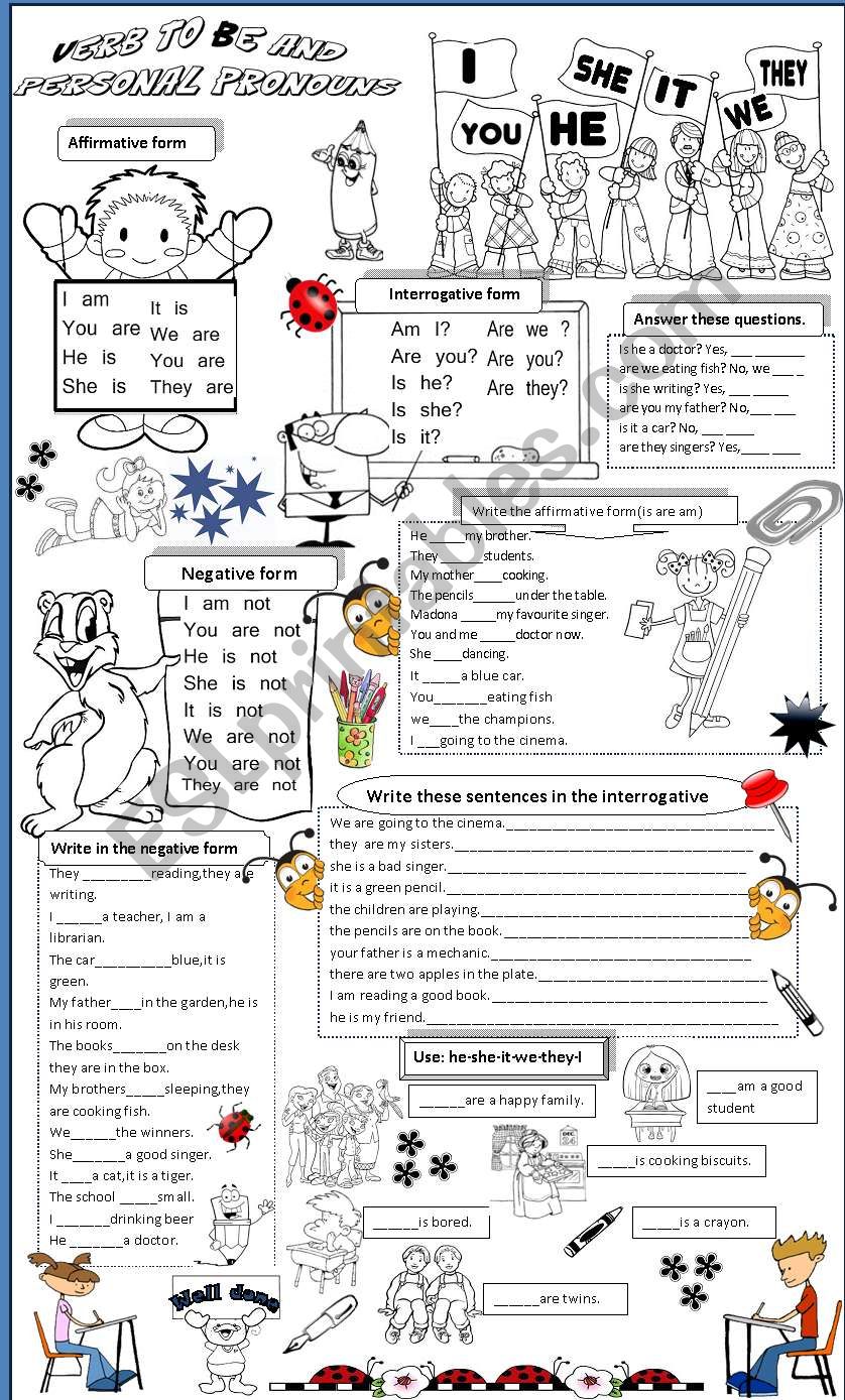 to be and personal pronouns worksheet