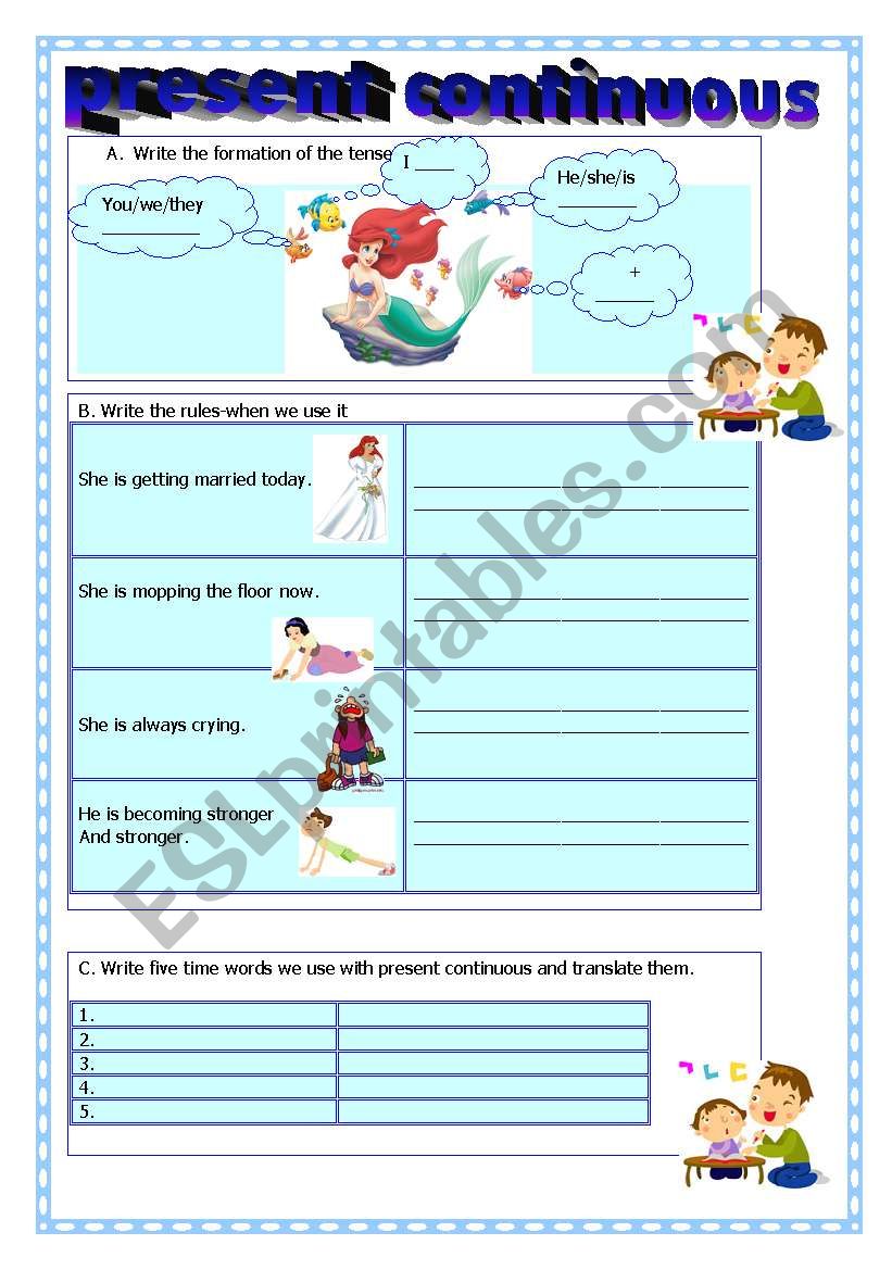 PRESENT CONTINUOUS worksheet