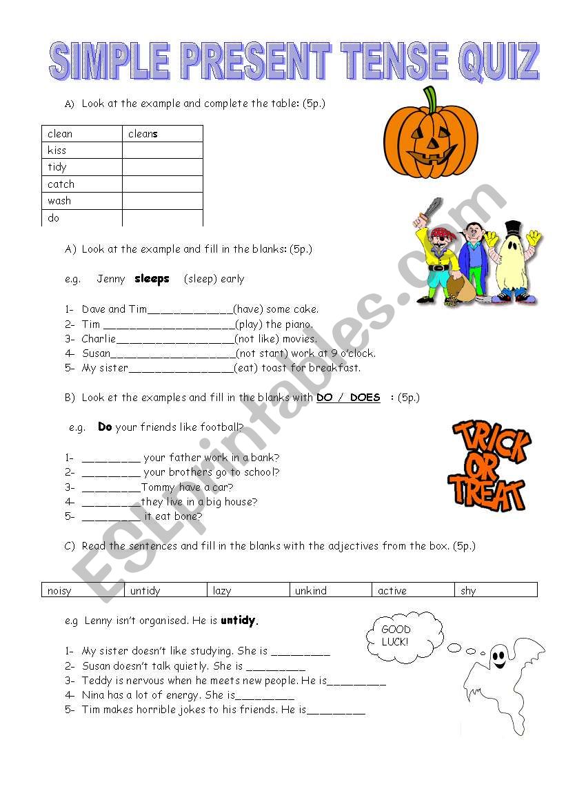 simple present worksheet