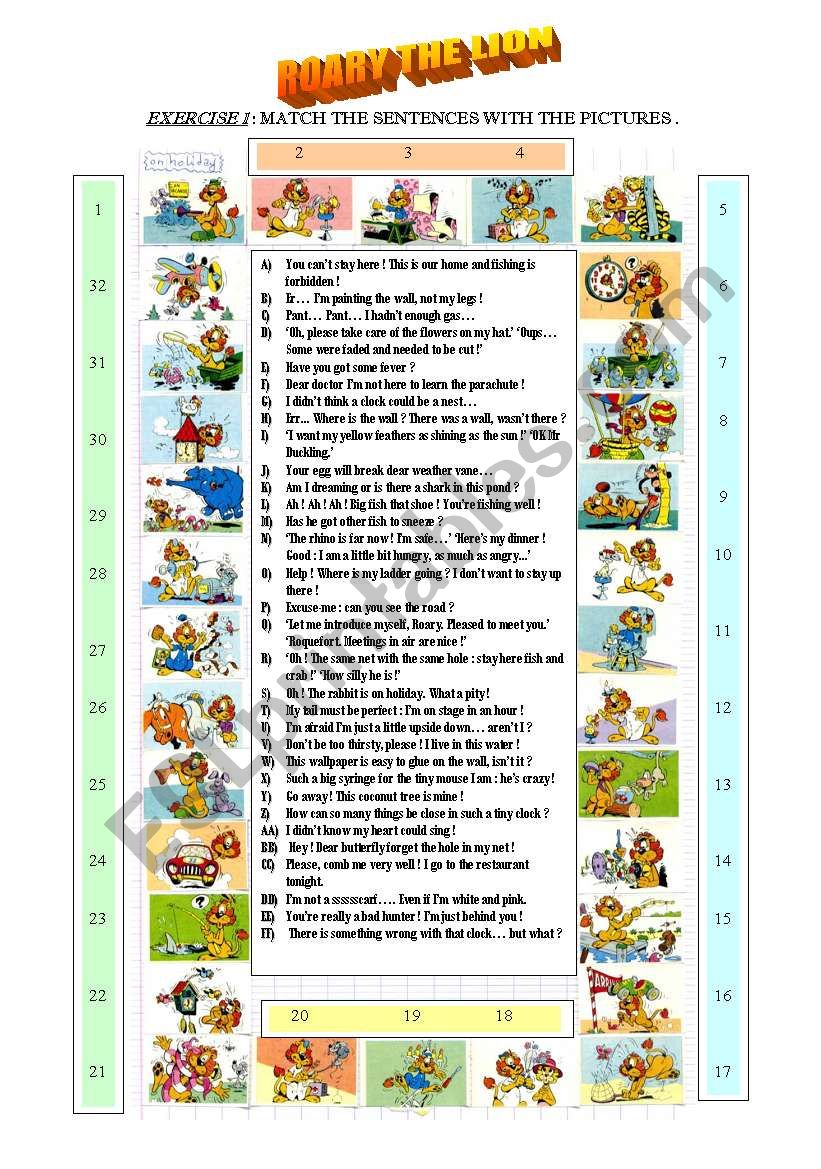 roary the awkward lion games worksheet