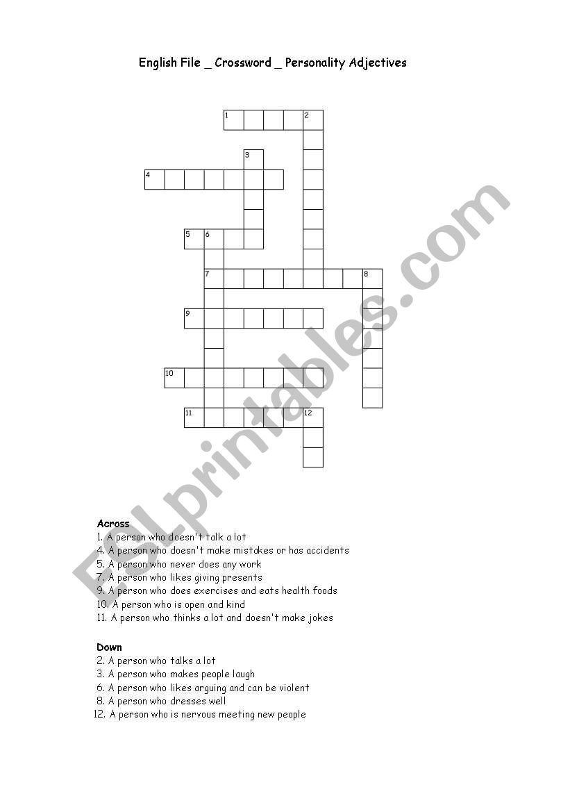 Personality Activities worksheet