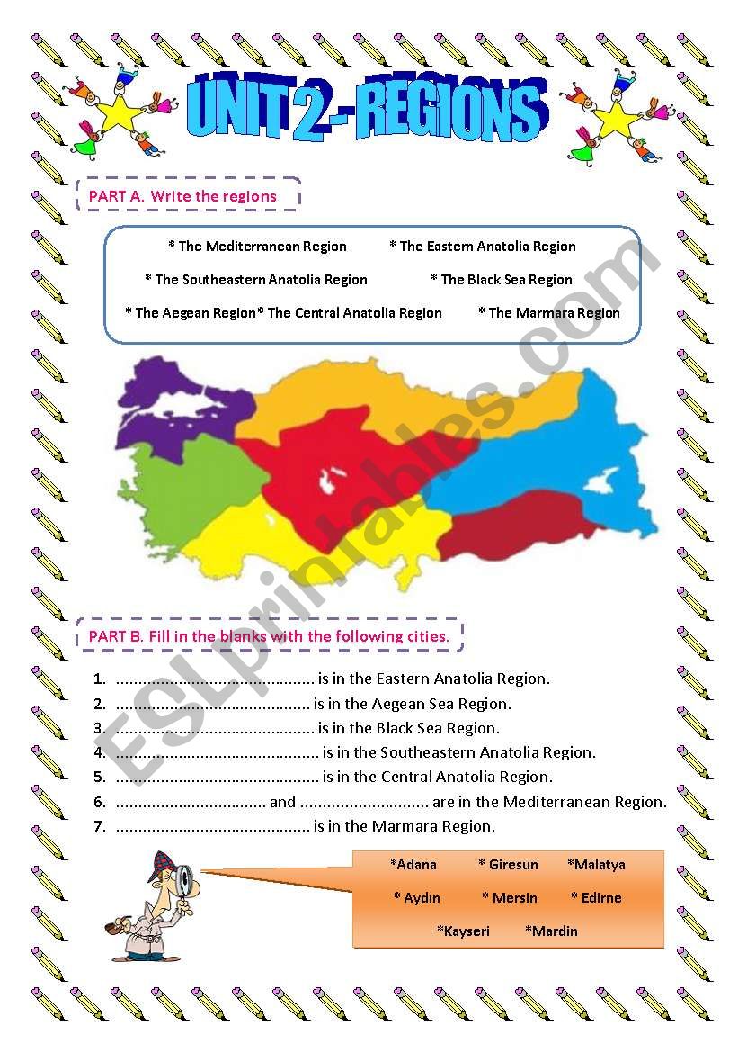 Regions of Turkey worksheet