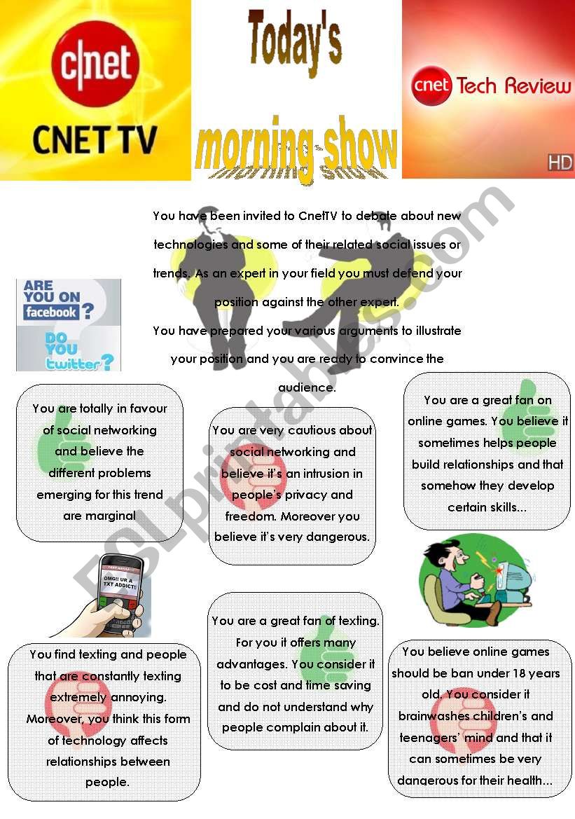 Debate about New Technologies worksheet