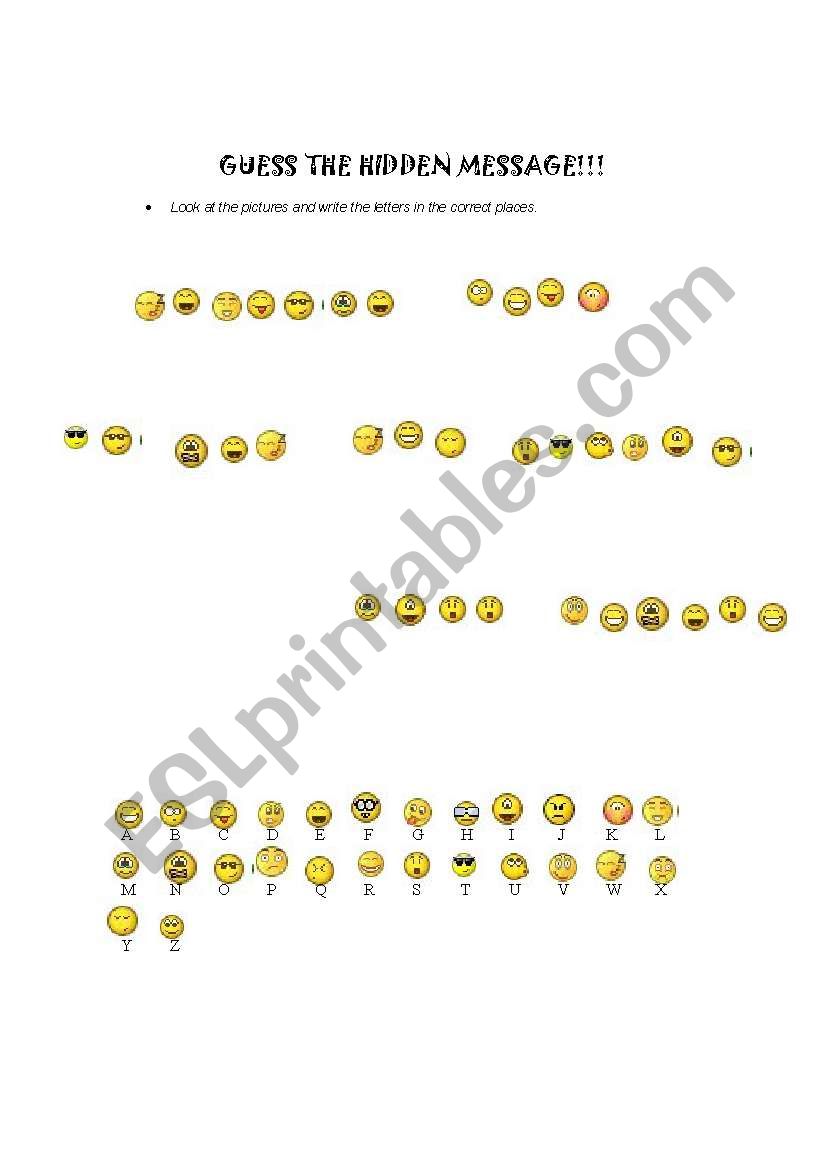 Welcome Hidden Message worksheet