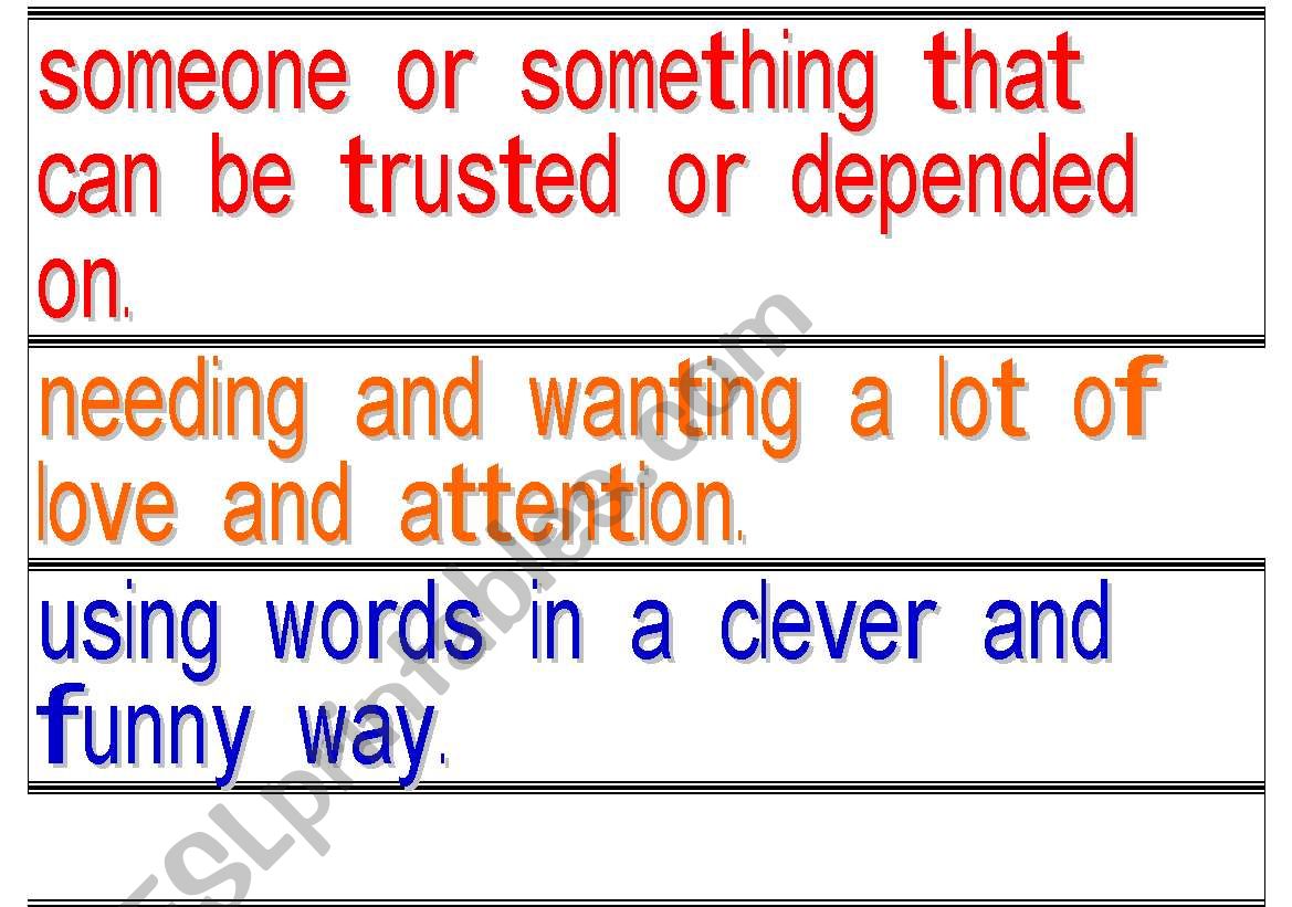 Matching - adjectives of personality advanced