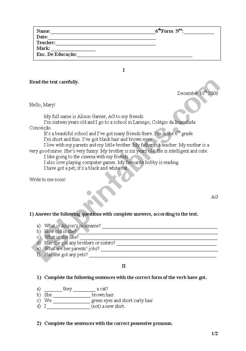 family and physical descriptions