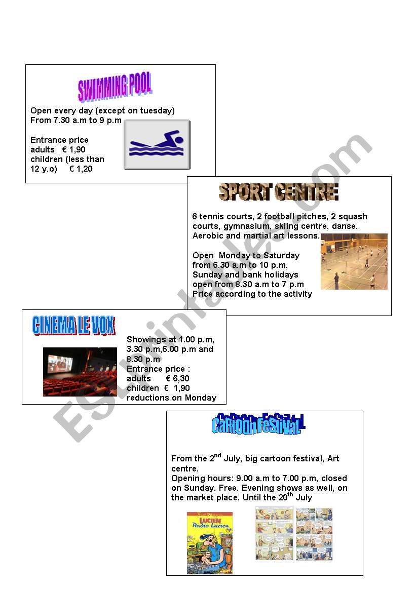 Leisure activities worksheet