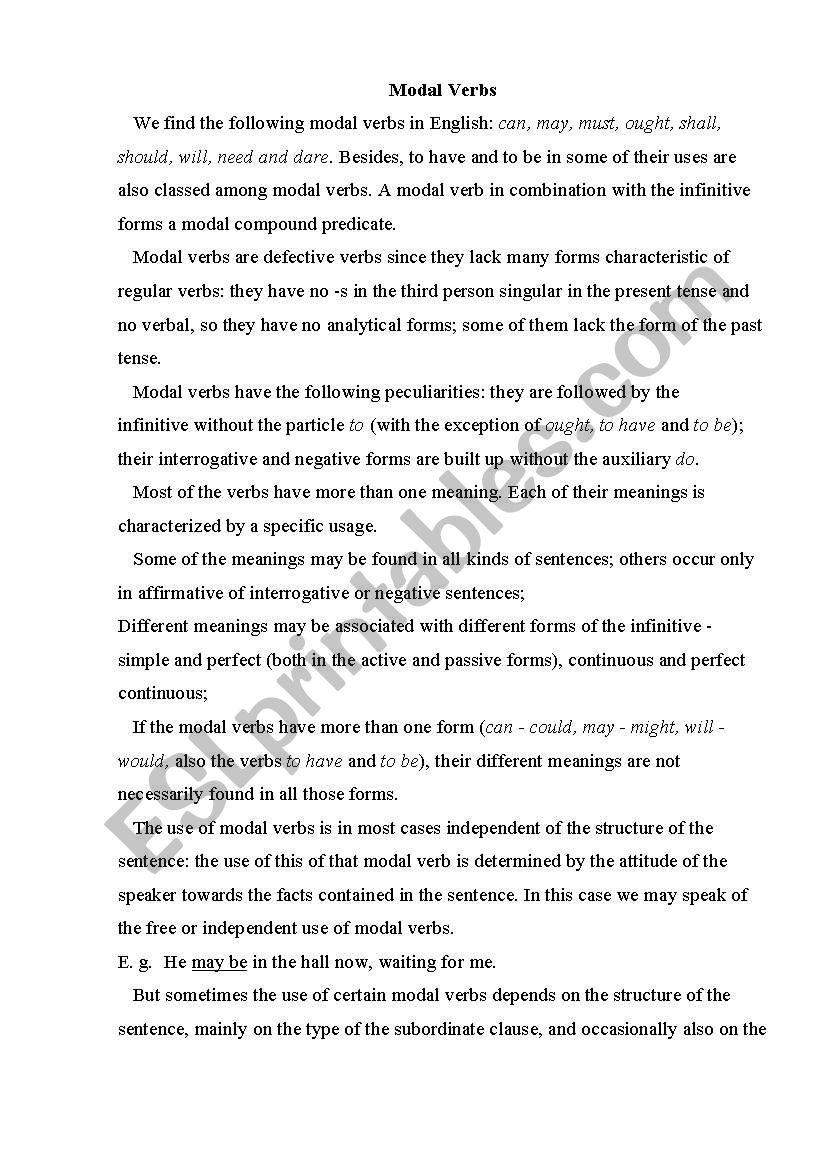 modal verbs worksheet
