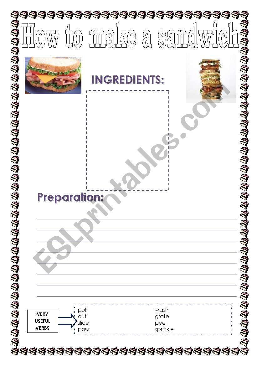 How to make a sandwich  worksheet