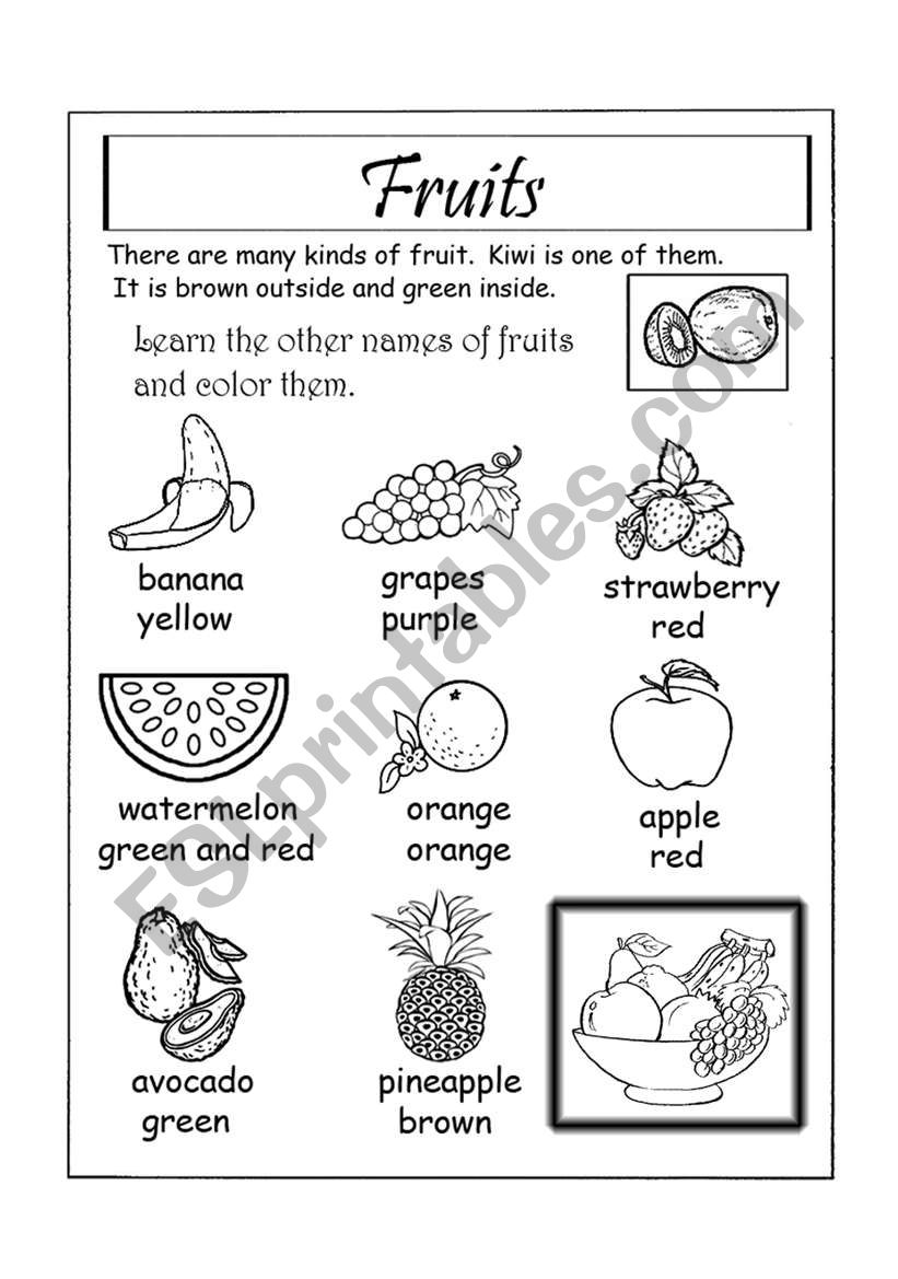 Fruits  worksheet