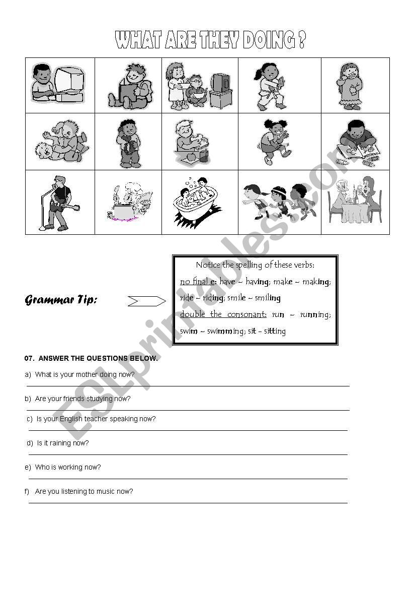 Present continuous worksheet