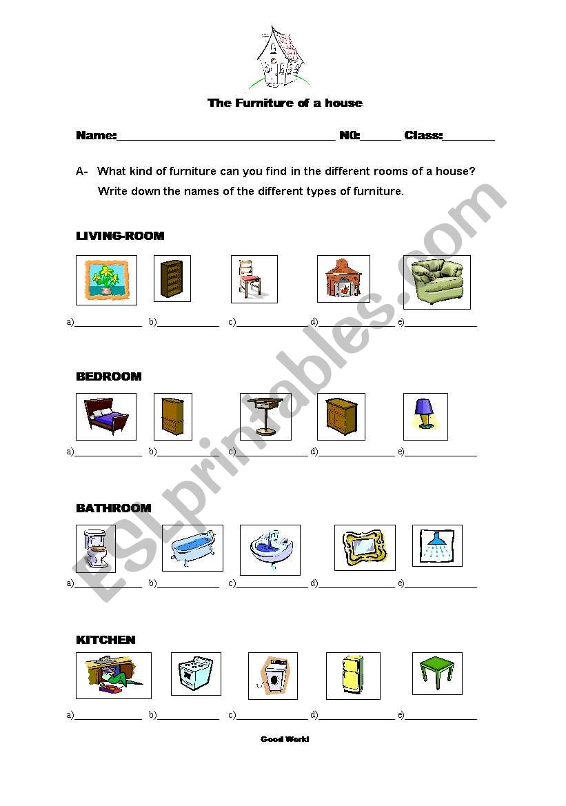 The House and Furniture worksheet