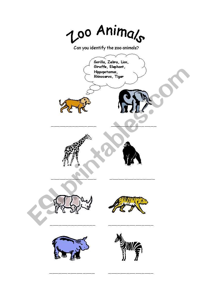 Zoo Animals worksheet