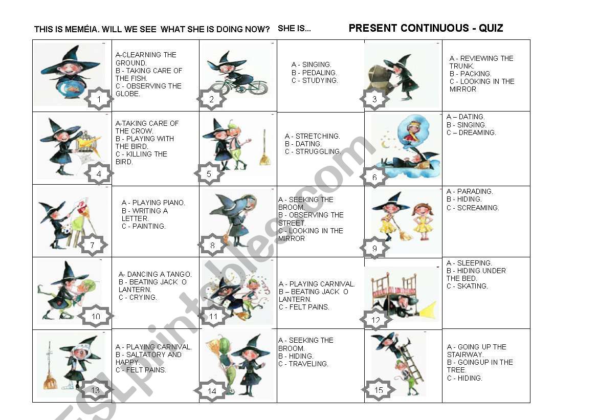 PRESENT CONTINUOUS TENSE - ACTIVITIES- B&W + KEY