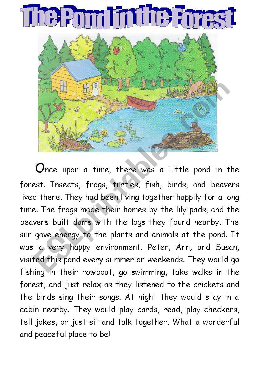 The pond in the forest worksheet