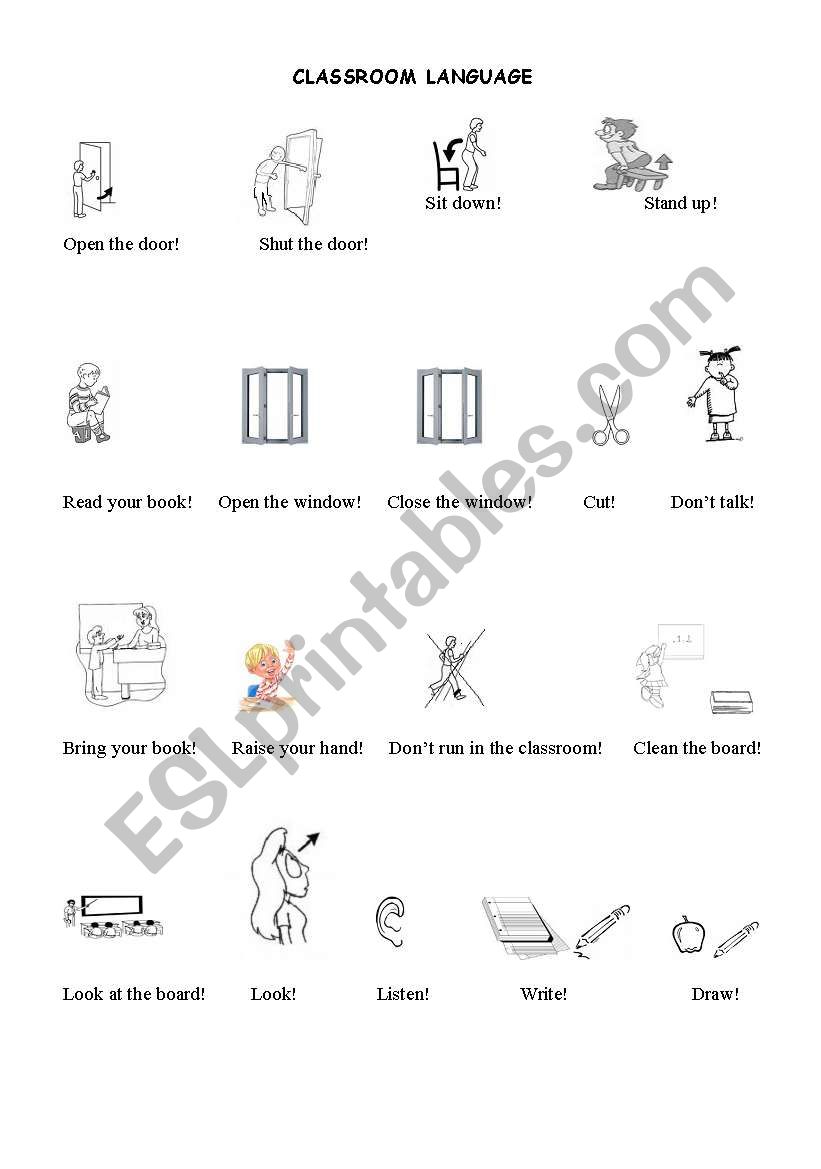 classroom language worksheet