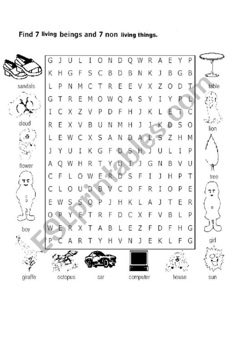 Living beings puzzle worksheet