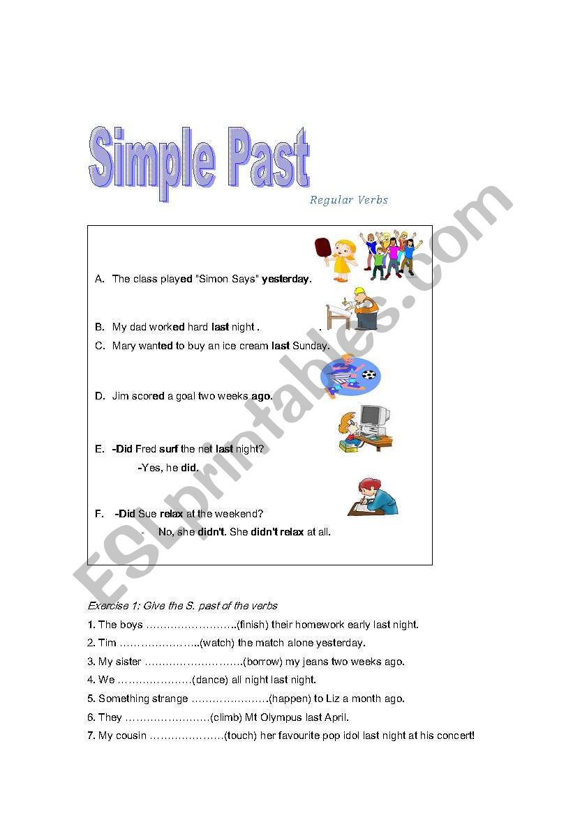 Simple Past-regular Verbs worksheet