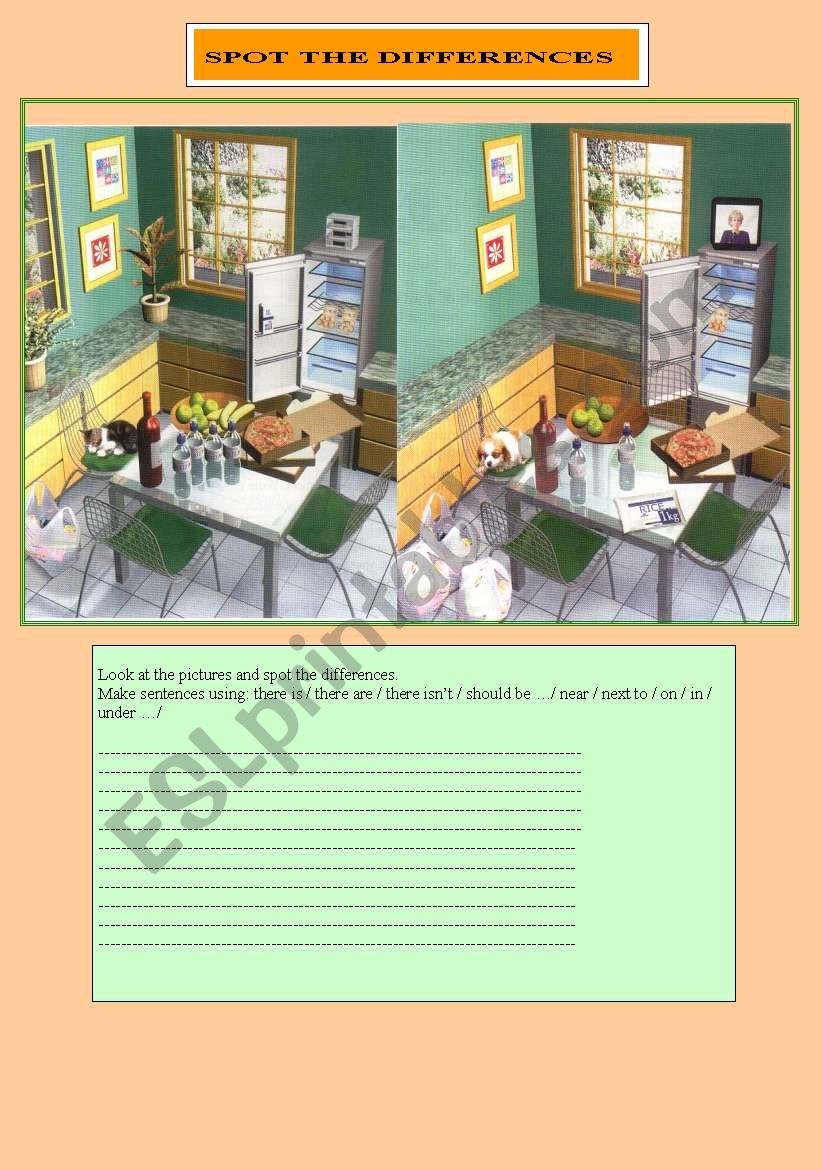 Spot the differences worksheet