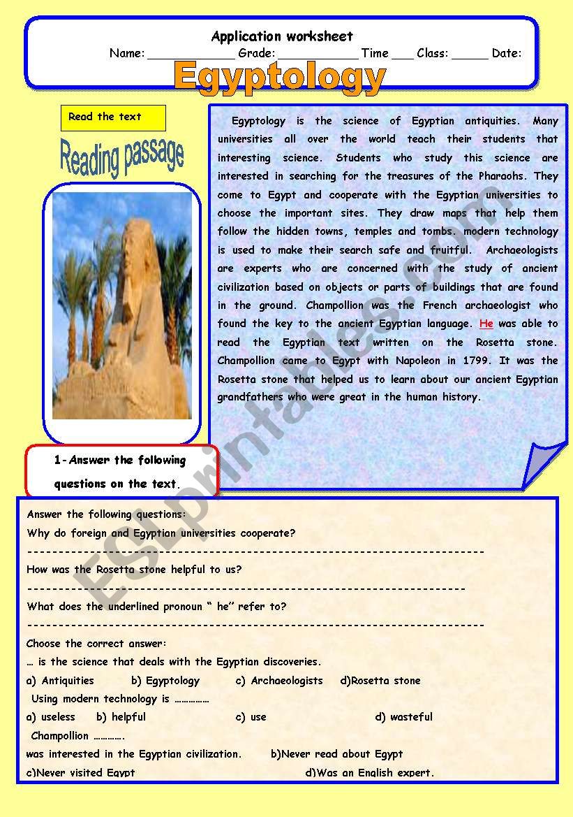 EGYPTOLOGY worksheet