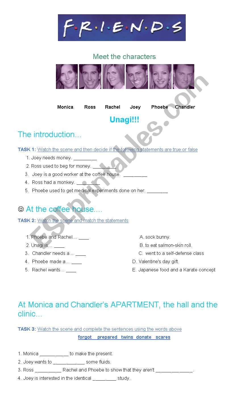 Friends UNAGI worksheet