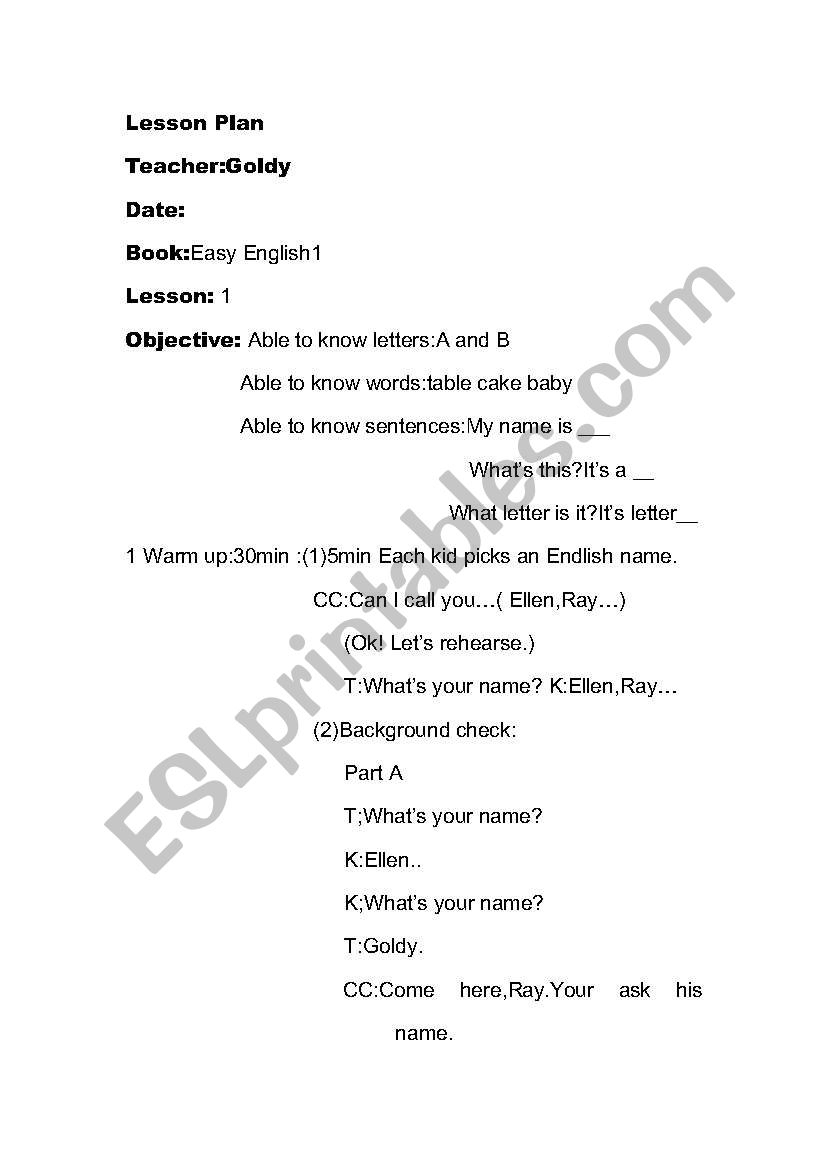 Easy English worksheet
