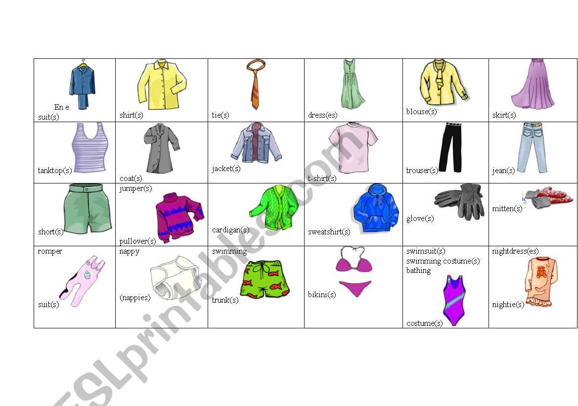 Clothes Vocabulary worksheet