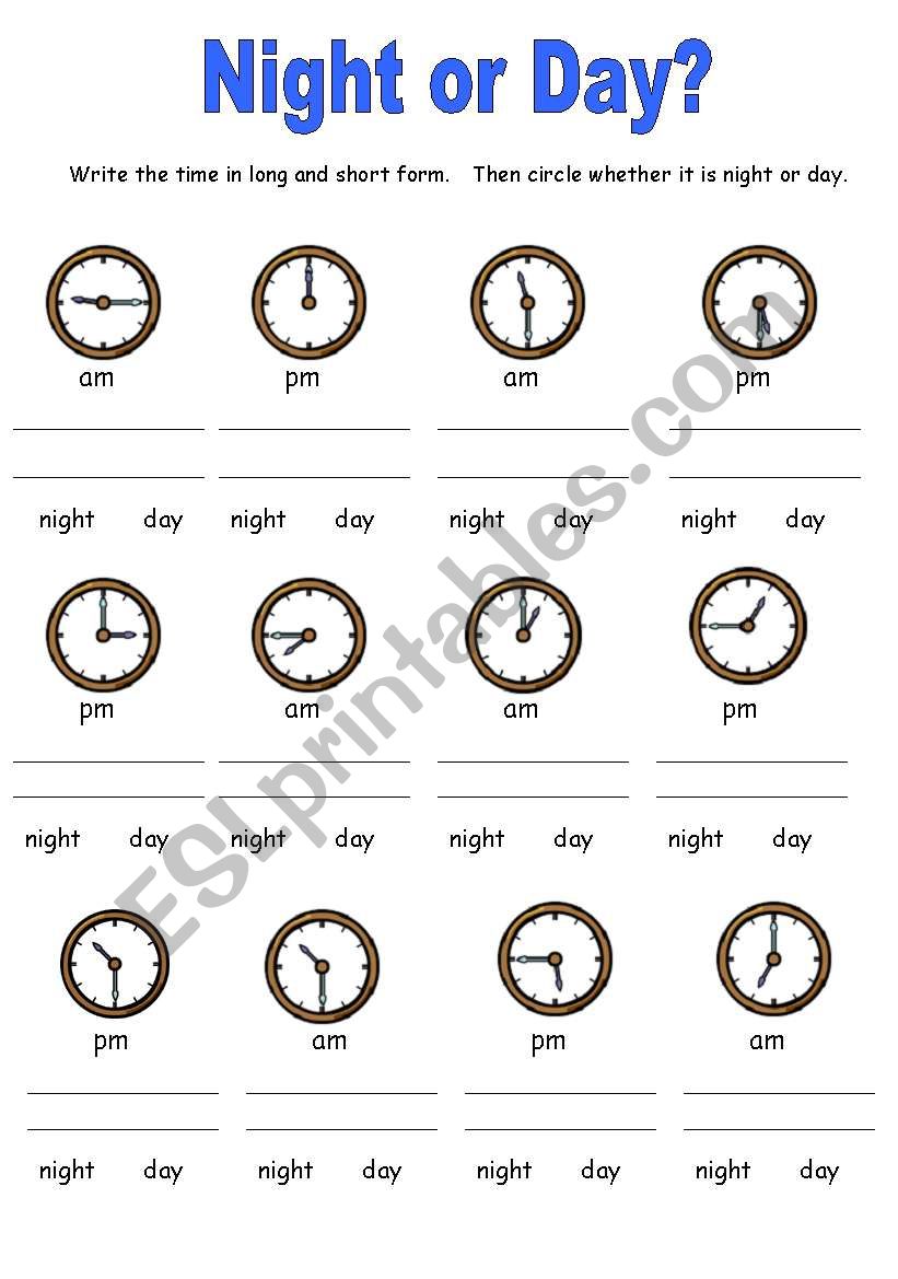 Night or Day? worksheet