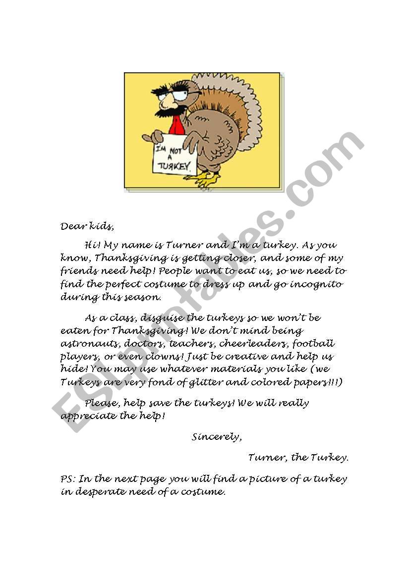 Save the Turkeys worksheet