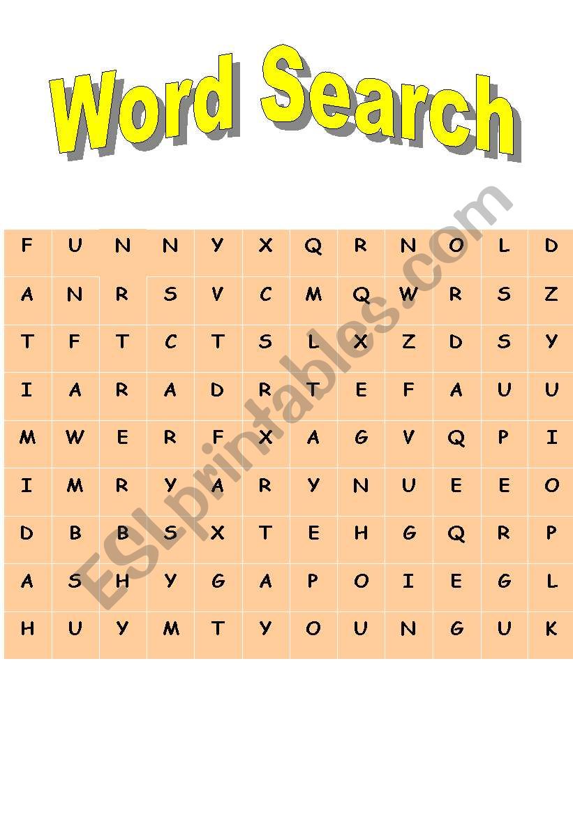 Adjectives word search worksheet