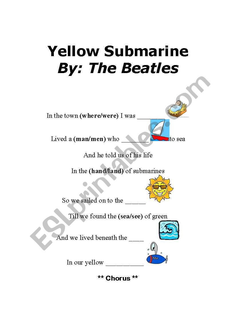 Yellow Submarine worksheet