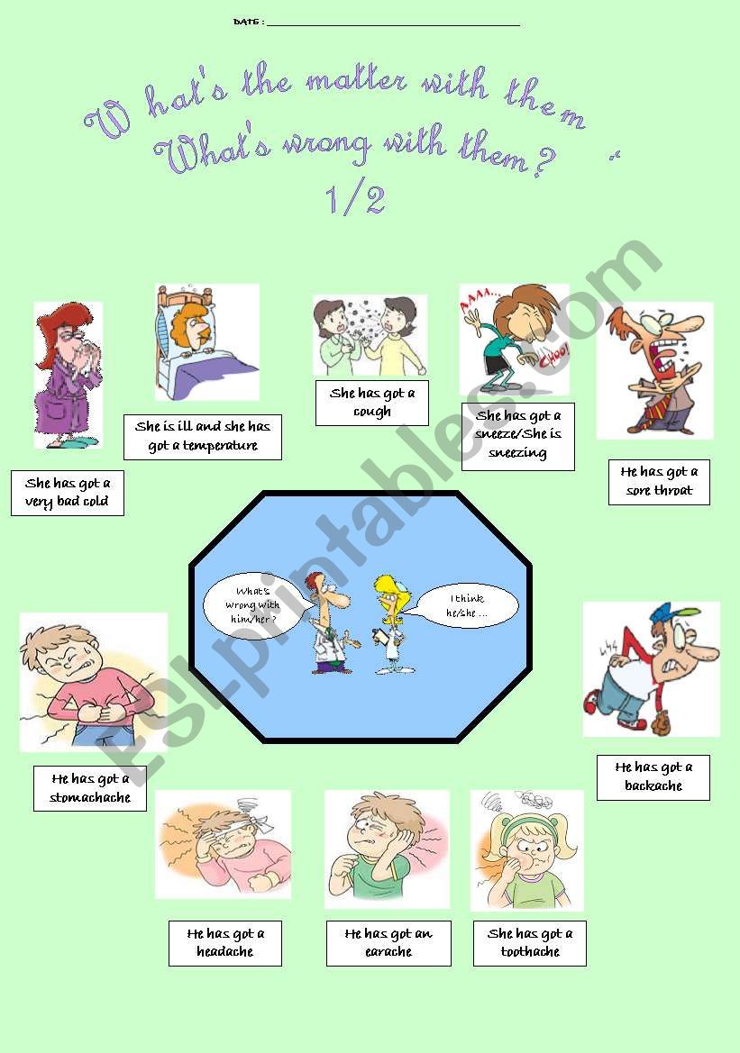 Health vocabulary sheet 1/2 worksheet