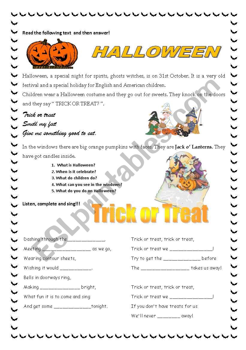 Halloween worksheet