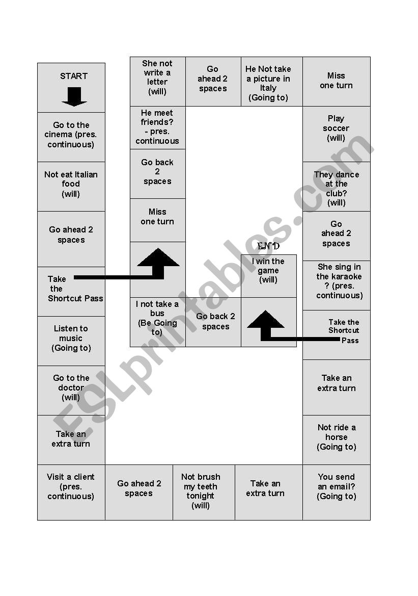 Board Game Future Tense worksheet