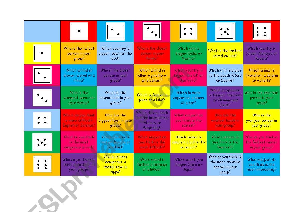 Comparatives and Superlatives worksheet