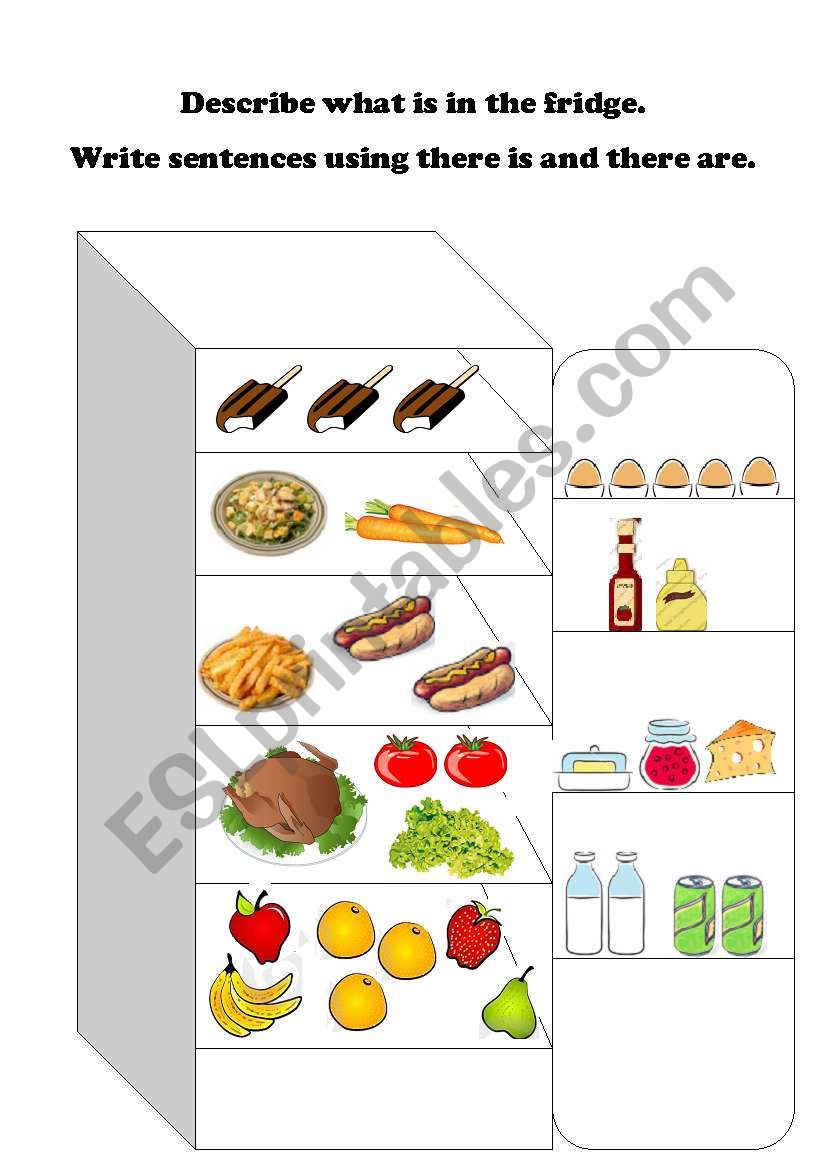 LetÂ´s describe the fridge! worksheet