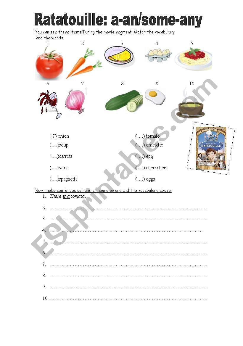 Ratatouille a-an-some-any worksheet