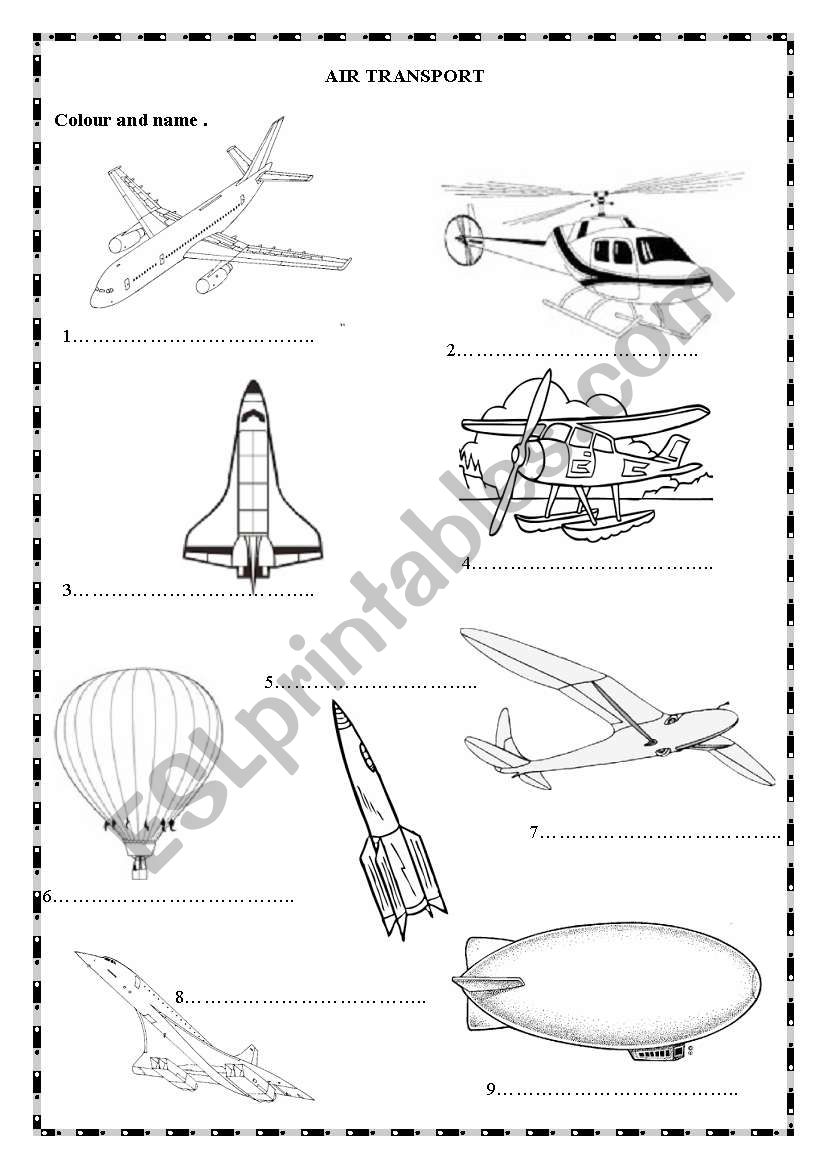 Air Transport worksheet