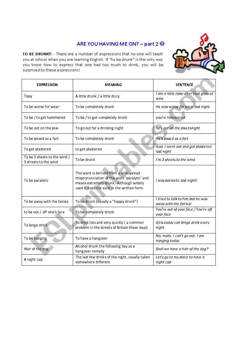  TO BE DRUNK AND ALCOHOL RELATED EXPRESSIONS - BRITISH ENGLISH