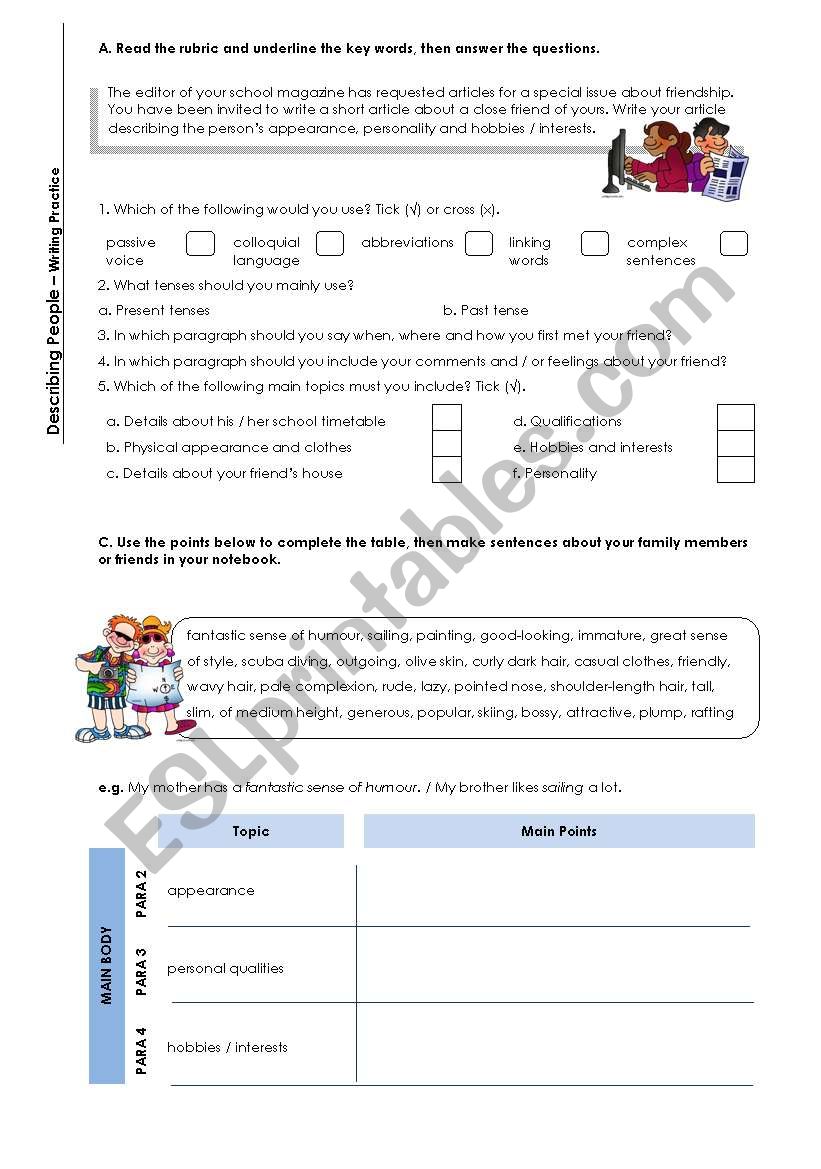 Describing People worksheet