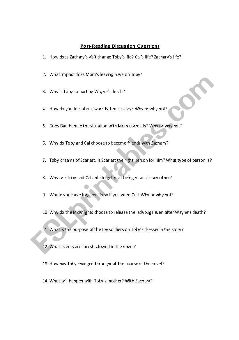 When Zachary Beaver Came to Town, Discussion Questions
