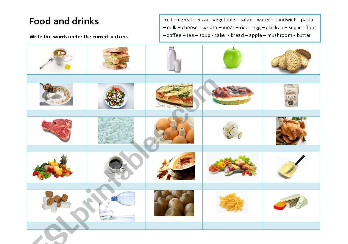 Food and drinks matching activity