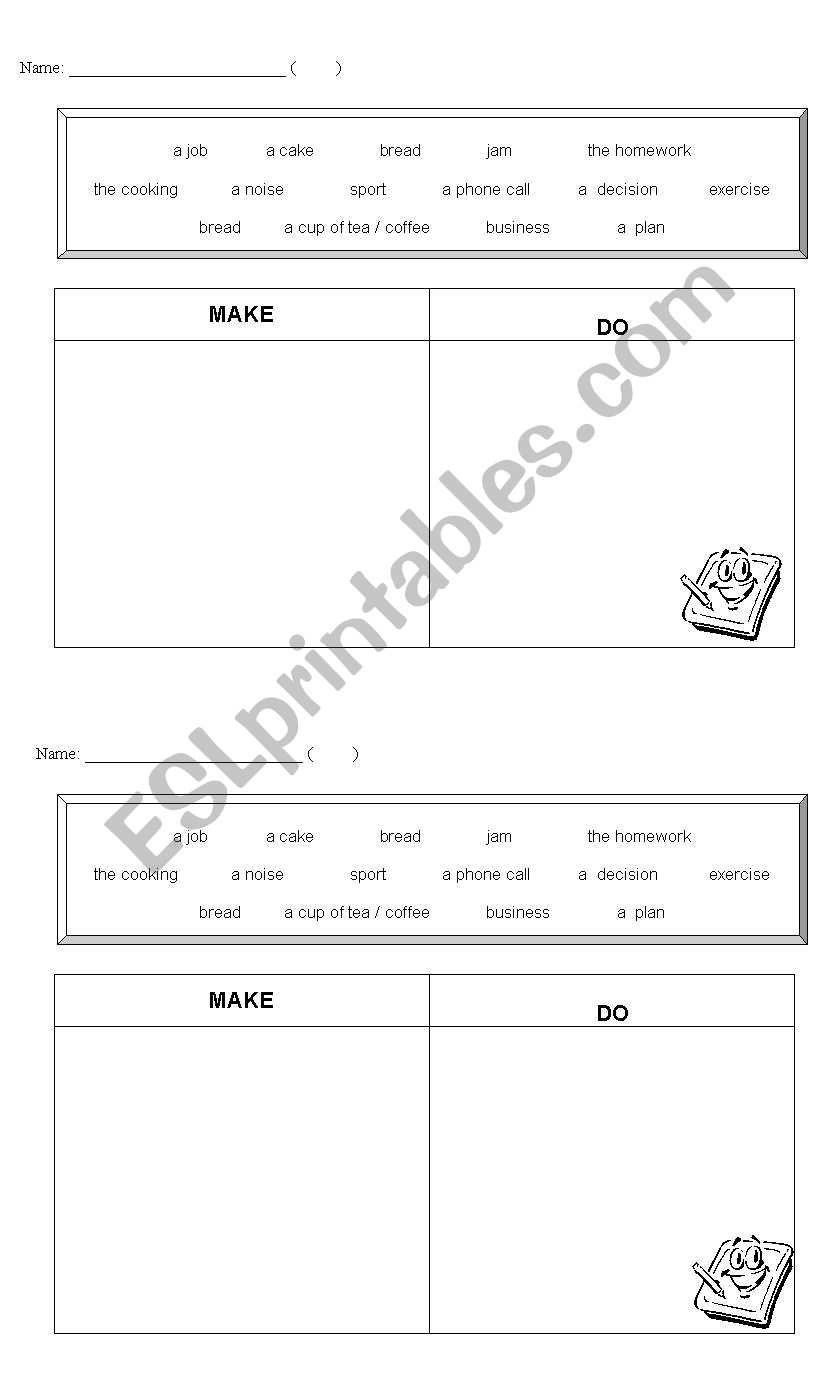 do and make worksheet